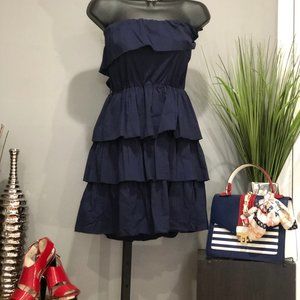 STRAPLESS RUFFLED MINI DRESS